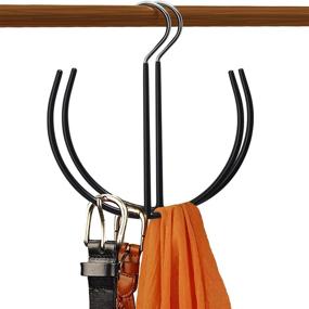 img 4 attached to Black Non-Slip Belt Hangers Tie, Scarf, Shoes Organizer Hooks Rack (2 Pack) for DOIOWN