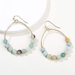 img 2 attached to Natural Multicolor Beaded Earrings Amazonite