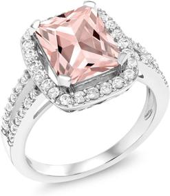 img 3 attached to 💍 Simulated Morganite Engagement Ring - 925 Sterling Silver Peach Octagon Cut - Available in Sizes 5, 6, 7, 8, 9 - Gem Stone King (3.82 Ct)