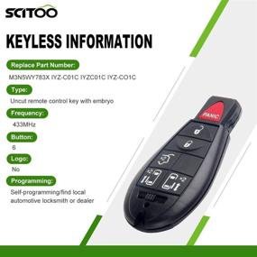 img 2 attached to 🔑 SCITOO 1PC Бесключевой вход Автомобильный ключ с пультом для Dodge/Chrysler 2008-2017 - 6 кнопок | Необработанный | M3N5WY783X IYZ-C01C 433МГц