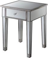 🪞 gold coast mirrored end table with drawer, antique silver / mirror by convenience concepts логотип