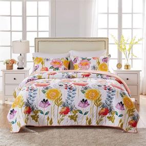 img 3 attached to Watercolor Dream Quilt Set - Greenland Home GL-1408AMSQ, 3-Piece Full/Queen Size, White