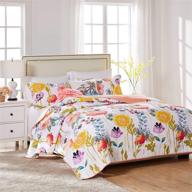 watercolor dream quilt set - greenland home gl-1408amsq, 3-piece full/queen size, white logo
