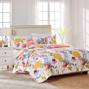 img 4 attached to Watercolor Dream Quilt Set - Greenland Home GL-1408AMSQ, 3-Piece Full/Queen Size, White