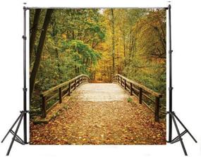 img 1 attached to LYWYGG 10x10ft Fall Photography Backdrop - Vibrant Autumn Scenery with Deciduous Bridge, Trees & Yellow Leaves - Vinyl Studio Background for Captivating Photo Shoots - Studio Props CP-62