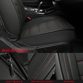 img 1 attached to 🚗 Premium Sanwom Leather Car Seat Covers - 2 PCS Front, Universal Waterproof Vehicle Seat Covers for Sedan, SUV, and Pick-up Truck - Black & Red