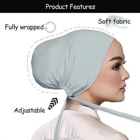 img 3 attached to 🏻 Premium Tie-Back Closure Women's Under Scarf Hat Hijab Cap- Enhance Your Muslim Islamic Attire