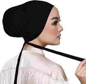 img 1 attached to 🏻 Premium Tie-Back Closure Women's Under Scarf Hat Hijab Cap- Enhance Your Muslim Islamic Attire