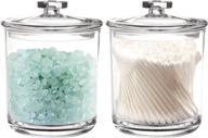 💡 youngever 15 oz clear plastic apothecary jars (2 pack) - qtip holder, cotton swab holder - bathroom vanity organizer for cotton balls, qtips, swabs logo