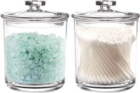 img 4 attached to 💡 Youngever 15 oz Clear Plastic Apothecary Jars (2 Pack) - Qtip Holder, Cotton Swab Holder - Bathroom Vanity Organizer for Cotton Balls, Qtips, Swabs