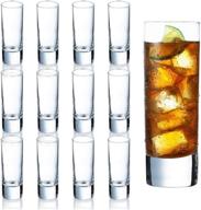 farielyn-x clear heavy base shot glasses 12 pack: perfect 2 oz tall glass set for whiskey, tequila, vodka - premium quality! logo