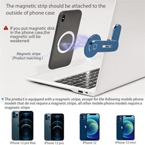 img 2 attached to 📱 Магнитный держатель телефона CloudValley для ноутбука - регулируемое боковое крепление для iPhone 13 Series/iPhone 12 Pro Max - тонкая портативная подставка для расширения компьютера