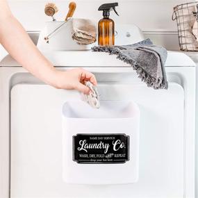 img 2 attached to 🗑️ Lint Bin Trash Can for Farmhouse Laundry Room Decor - Includes Wall or Magnetic Mount Accessories and Sign