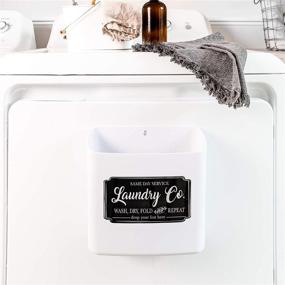 img 3 attached to 🗑️ Lint Bin Trash Can for Farmhouse Laundry Room Decor - Includes Wall or Magnetic Mount Accessories and Sign