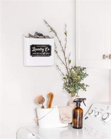 img 1 attached to 🗑️ Lint Bin Trash Can for Farmhouse Laundry Room Decor - Includes Wall or Magnetic Mount Accessories and Sign