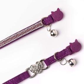 img 1 attached to 🐱 Purrfectly Glamorous 2-Pack Purple Kitten Collars with Bell – BoomBone Rhinestone Cat Breakaway Collar