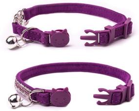 img 2 attached to 🐱 Purrfectly Glamorous 2-Pack Purple Kitten Collars with Bell – BoomBone Rhinestone Cat Breakaway Collar