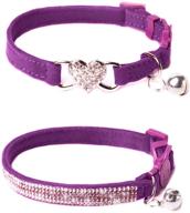 🐱 purrfectly glamorous 2-pack purple kitten collars with bell – boombone rhinestone cat breakaway collar logo