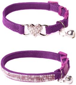 img 4 attached to 🐱 Purrfectly Glamorous 2-Pack Purple Kitten Collars with Bell – BoomBone Rhinestone Cat Breakaway Collar