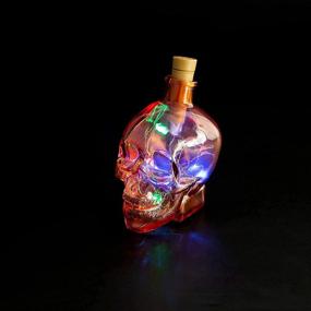 img 1 attached to 🎃 Orange Glass Skull Lights with Battery Operated Fairy Mini String Lights, Perfect for Skull Crafts Party and Halloween Decoration - 6" Wire Cork Lights for Halloween Ambiance