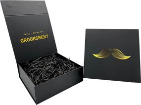 img 4 attached to 💼 Groomsmen Proposal and Best Man Gift Box Set, 5 Magnetic Lid Boxes, 4 Premium Groomsmen Boxes including 1 Best Man Proposal Box, 5-Piece Gift Box Set