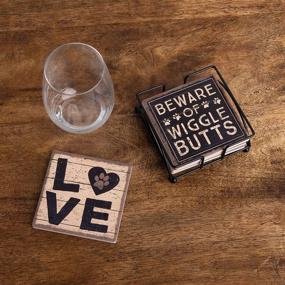 img 2 attached to 🐾 Primitives by Kathy 39365 Stoneware Coasters: Love and a Dog - Stylish Protection for Your Surfaces