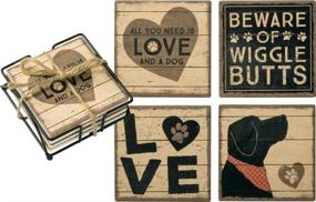 img 3 attached to 🐾 Primitives by Kathy 39365 Stoneware Coasters: Love and a Dog - Stylish Protection for Your Surfaces