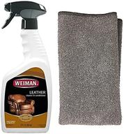 🧽 weiman leather cleaner and polish for furniture & car - non toxic clean and condition - 22 fluid ounces with microfiber cloth logo