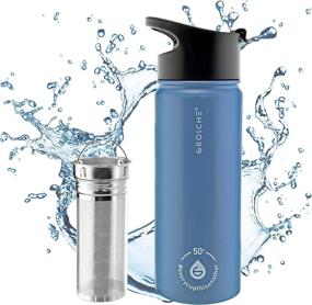 img 4 attached to 🍵 GROSCHE Chicago Steel Infuser Bottle, Tea Infuser Flask (Mountain Blue), Infusion Water Bottle, 16 fl oz Stainless Steel Tumbler – Cold Brew Maker