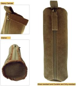 img 2 attached to 🎒 Enyuwlcm Heavy Canvas Portable Pencil Case & Medicine Bag: Compact, Durable Zipper, 1 Pack Khaki