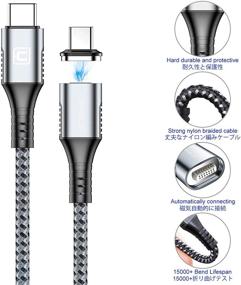 img 3 attached to ⚡️ Fast Charging USB C to USB C Cable - 2 Pack 60W 3A Magnetic Type C to Type C Nylon Cable by CAFELE - Compatible with Samsung Galaxy S10 S10+ / Note 8, LG V20 and other Type C Chargers (Grey)