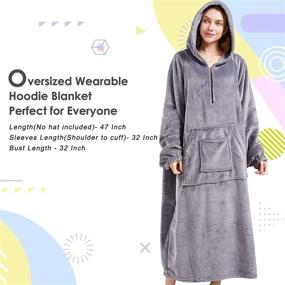 img 3 attached to Шарф-плед из флиса Hilarocky Oversized - ультракомфортная носимая фланелевая кофта с карманом на молнии и четвертью для взрослых (серый)