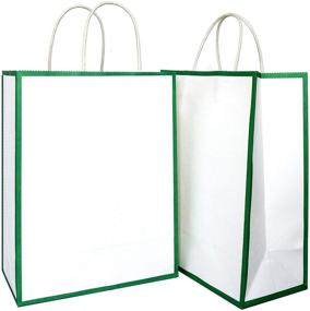 img 4 attached to 🎁 25-Piece Keyyoomy Gift Paper Bags: White Green Kraft Favor Bags for Birthdays, Weddings, and Parties