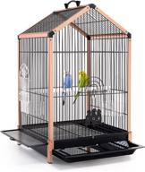 🐦 apebettrel 19 inch small bird cage with aluminum alloy frame - portable travel carrier for small parrot, lovebirds - sliding iron door, bird bath tray, 2 feeders, 2 windows included logo