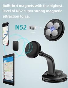 img 2 attached to 📱 ACEFAST Magnetic Phone Car Mount - Universal Holder with Low Installation Height, Four N52 Super Strong Magnets, Large Sticky Base, Suction Cup for Dashboard and Windshield - Flexible Installation