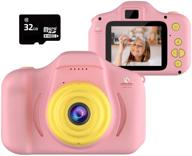 emaas kids camera children - digital camera for kids - selfie camera for girls and boys - age 3-10 with 32gb sd card pink - toddler video recorder and photography – includes 32gb sd card logo