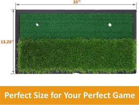 img 1 attached to SkyLife Dual-Turf Golf Practice Mat with Heavy Rubber Base, Ideal for Driving, Hitting, Chipping, and Putting - Includes Realistic Fairway & Rough Turf, Rubber Tee Holder, and 2 3/4’’ Plastic Tees (Handle-Free Version)