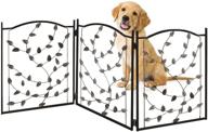 🐾 bundaloo large freestanding metal folding pet gate: portable panels for dog & cat security – foldable enclosure gates for puppies – indoor & outdoor safety for pets (black rustic, metallic leaf) логотип