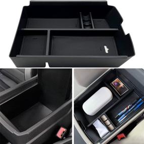 img 4 attached to 🚗 JOJOMARK Compatible with VW Volkswagen Atlas and Cross Sport Center Console Organizer - 2018 to 2021 Insert ABS Armrest Box Secondary Storage - Console Organizer