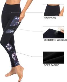 img 1 attached to 👖 Stylish and Functional: PERSIT Women's Printed Yoga Pants with 2 Pockets for Tummy Control and 4 Way Stretch