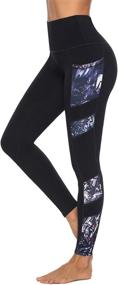 img 3 attached to 👖 Stylish and Functional: PERSIT Women's Printed Yoga Pants with 2 Pockets for Tummy Control and 4 Way Stretch