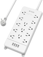 🔌 trond power strip, surge protector flat plug with 13 widely spaced outlets, 4 usb ports charging station, 5ft heavy duty extension cord, wall mount for office dorm home, etl listed, white - 4000j logo