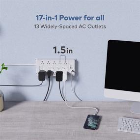 img 3 attached to 🔌 TROND Power Strip, Surge Protector Flat Plug with 13 Widely Spaced Outlets, 4 USB Ports Charging Station, 5ft Heavy Duty Extension Cord, Wall Mount for Office Dorm Home, ETL Listed, White - 4000J