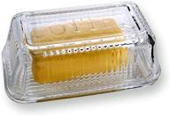 🧈 premium clear glass butter dish with lid for freshness and style logo