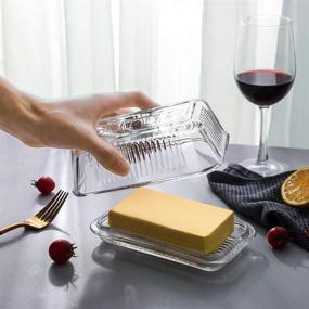 img 2 attached to 🧈 Premium Clear Glass Butter Dish with Lid for Freshness and Style