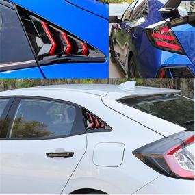 img 3 attached to Bright Black Red Racing Style Rear Side Window Louvers Air Vent Scoop Shades Cover Blinds Exterior Decals Fit For Honda 10Th Gen Civic Hatchback Type R 2016 2017 2018 2019 2020 2021(Not For Sedan)