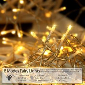 img 2 attached to 🔋 [Pack of 2] Battery Fairy Lights Warm White - Waterproof Outdoor String Lights with 50 LEDs, 8 Starry Lighting Modes, Timer and Memory Program - Ideal for Christmas Xmas Wedding Party Bedroom Garden Patio