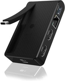 img 4 attached to 🔌 Compact ICY BOX USB-C Travel Dock with 4K Video Output, 85W Power Delivery Pass-Through for Windows/Mac – Smart Cable Management, 6-Port Connectivity