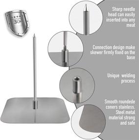 img 2 attached to 🔥 PHITECUS Stainless Steel Skewers Set with Interchangeable Base and Dual Spikes (8-inch and 10-inch) | Vertical Barbecue Spits for Tacos al Pastor, Chicken, Shawarma, and Gyros