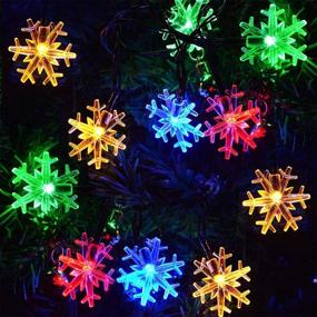 img 2 attached to 🎄 Homeleo 30ft Solar Christmas Snowflake Lights with 50 LEDs, Outdoor Multi-Color Snowflake Lights String for Xmas Backyard Garden Patio Decorations